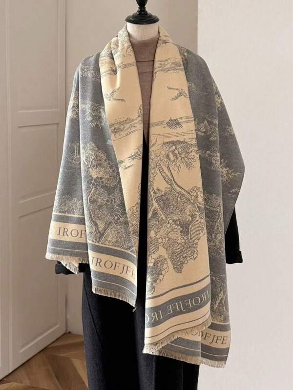 1pc Vintage Fashion Women Scarf Shawl, Multi-Functional Warm Outerwear For Autumn/Winter