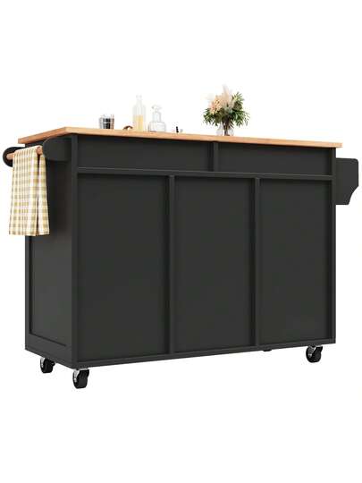 Sairedel Moderne Kitchen Isl Dining Tafel (102x45x92 Cm) Multifunctional Cabinet Sideboard Wood Grain Black, Large Storage Space view 8