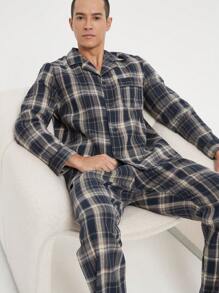 Men's Thick Pajama Set, Long Sleeve Shirt And Pants For Autumn/Winter