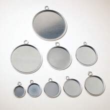 10pcs 8-30mm Inner Size Single Loop Stainless Steel Gold Color Pendant Cabochons Blank Base Tray DIY Jewelry Making Accessories Findings - Single Hanging - View 5