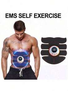 USB Rechargeable Wireless EMS Muscle Stimulator, ABS Abdominal Muscle Trainer, Body Shaper, Buttocks Trainer, Unisex - Black - View 4