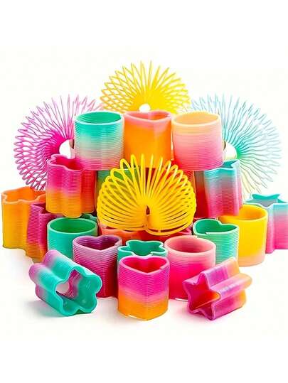 2/12/24pcs Rainbow Spring Toy Set, Mini Plastic Coil Spring Toys - Vibrant Colors, Assorted Shapes, Suitable As Gift Bag Fillers, Party Favors, Christmas Stocking Stuffers, Classroom Rewards, Easter Egg Fillers
