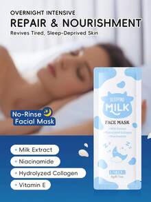 7Pcs Nourishing LAIKOU Milk Skincare Set, Brightening Travel Sleep Facial Mask Hand Cream Moisturizing Essence Mud Mask Anti-Wrinkle Serum Fade Lip Lines Lip Mask Lightening Dark Circles Eye Mask Self Care Makeup Skin Care Spa Gifts - Blue - View 3