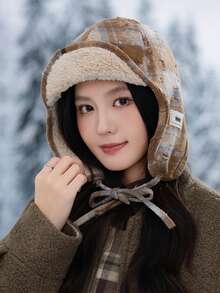 قبعة نسائية من نوع Trapper بألوان متباينة، محبوكة بسمك مناسب للطقس العادي والأنيق، متعددة الاستخدامات مناسبة للخارج والتزلج والدراجات والسفر والحفلات والاستخدام اليومي في فصلي الخريف والشتاء