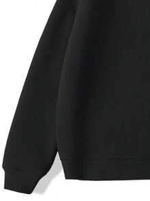 Men's Casual Thermal Lined Warm Crew Neck Sweatshirt, Autumn/Winter - Black - View 4