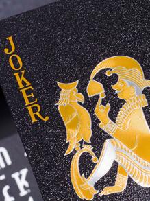 1 zestaw wodoodpornych 24-karatowych złotych kart do gry - wodoodporne czarne złote karty do gry - plastikowa talia kart do pokera z wykończeniem foliowym - idealne do sztuczek magicznych, hazardu i prezentów kolekcjonerskich na walentynki/noworoczny