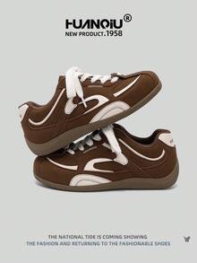 HUANQIU 2025新款男鞋男士滑板鞋一双时尚休闲高帮透气居家办公户外运动鞋多功能轻便舒适德迅鞋赛车鞋休闲鞋跑步鞋棕色四季鞋 - 棕色 - 查看 2