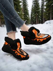 万圣节男士定制冬靴，个性化定制您的照片和有趣的眼镜，温暖的毛绒衬里，舒适宜人，送给妈妈/爸爸/她/他/女朋友/男朋友/妻子/丈夫/朋友的有趣万圣节礼物，独特的万圣节装饰鞋 - 黑色 - 查看 6