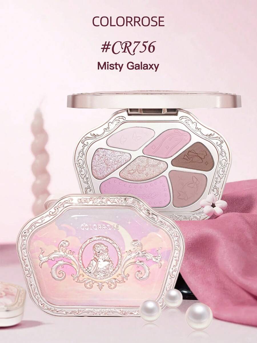 COLORROSE 7-Color Western Retro Eyeshadow Palette, Matte & Shimmer Eyeshadows, High Pigmentation, Long-Lasting, Smooth Texture, With Mirror, Multi-Function Makeup Palette Including Highlighter & Blush - CR756 - Xem 1