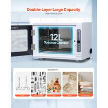 Nail Tool Cleaning Machine, 12L Large Capacity, Tool Cabinet Cleaner Box With Timer Setting, Tempered Glass Door, 185nm Wavelength, For Labs, Home, Nail Salons, Hair Studios, Beauty Salons - Xem 3