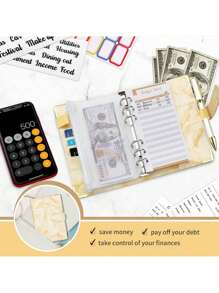 预算活页夹，A6预算计划笔记本，带现金拉链信封，内含12张预算卡和现金信封，用于管理预算和储蓄的预算活页夹 - A6 - 查看 10