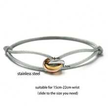 1 件不锈钢三位一体手链 3 色圆形金属扣带可调节尺寸手链 男女 DIY 手链