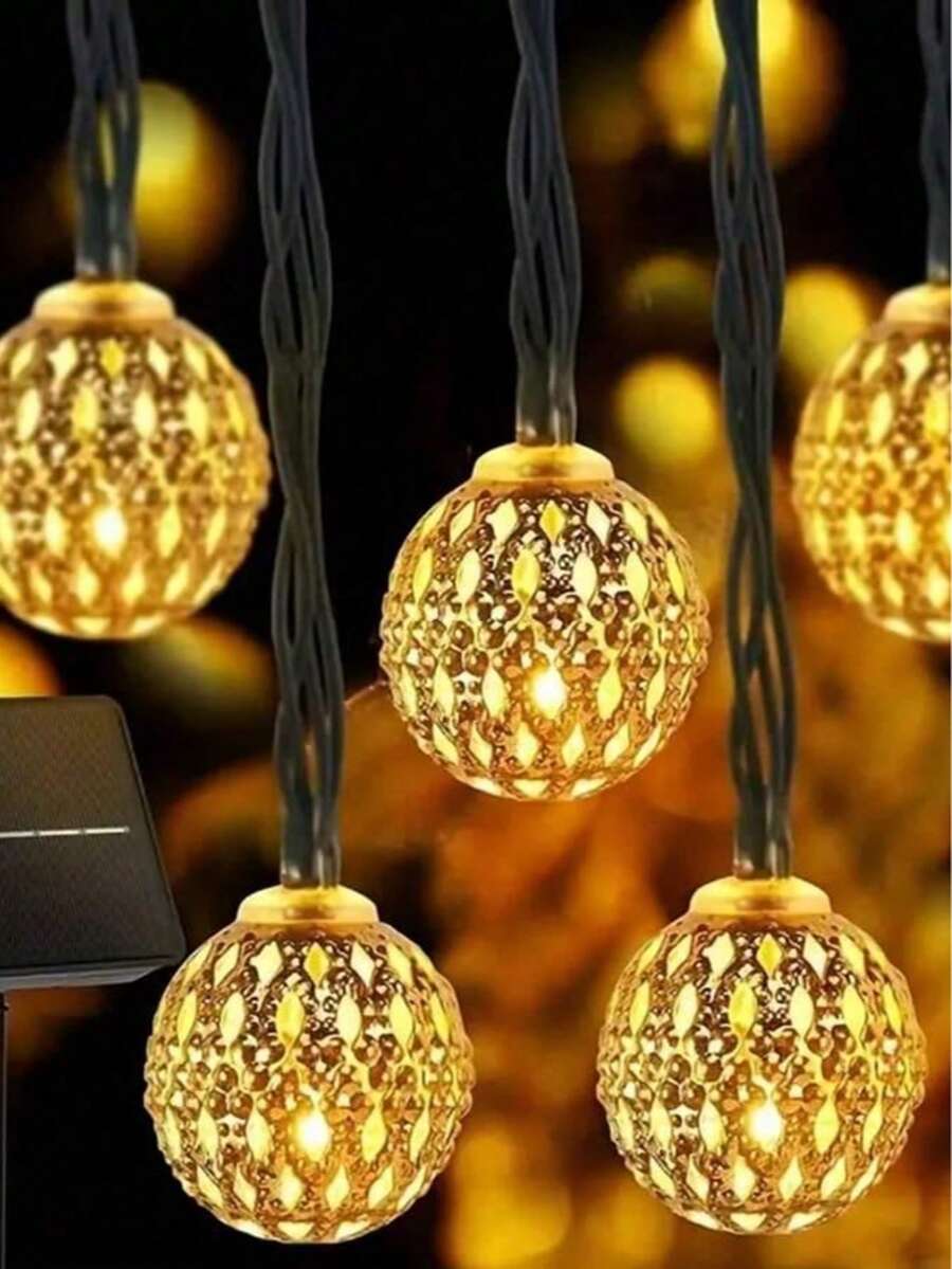 1 件摩洛哥球形太阳能灯串 - 20 个 LED 户外装饰,适用于花园、庭院、门廊、圣诞节、婚礼、派对闪烁仙女灯,具有 8 种模式,太阳能充电,镍电池,户外照明充满活力的户外灯太阳能充电灯 - 彩色 - 查看 1