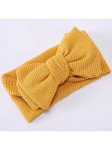 1 件装婴儿超大蝴蝶结发带儿童华夫格针织打结头带发饰头带爱心情人节