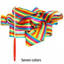 Rhythmic Gymnastics Ribbons, Dance Streamers, Shiny Dance Satin Ribbons With Rotating Baton - Multicolor - View 8