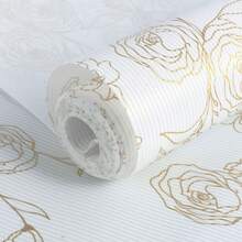 Gold Rose Print Non-Adhesive Drawer Liner: Made Of EVA Material, Removable Kitchen Cabinet Drawer Mat, Spring Summer Picks, Brides Maid Gifts, Room, Bedroom Decor, Bedroom Decor, Beach, Travel, For Men, For Women, Vacation - Clear - View 2