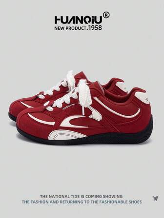 HUANQIU 2025 Nya Herrskor Herrskateboardskor Ett Par Moderna Avslappnade Och Höga Andningsbara Hemmakontor Utomhussportskor Multifunktionella Lätta Och Bekväma Dexun Skor Racingskor Fritidsskor Löparskor Röda Fyra Säsongsskor