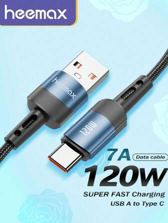 120W Max Fast120W Charging Type C Cable 7A USB A To USB C Fast Charging Cable Compatible With IPhone 16/15/15Plus/15 Pro/15 Pro Max, Honor Realme Oneplus OPPO USB Type C Charging Cord Data Cable Advance Fast Charging Forng S24 23 Ultra S22 S21 Quick Charging