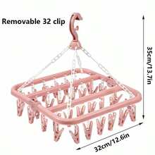 1 Peça Varal Plástico Multiuso com 32 Presilhas para Roupas, Meias e Itens, para Uso Interno e Sacada - Organizador de Varal Portátil e Compacto para Espaços Reduzidos, Suporte Plástico Leve e Durável com Varal Versátil para Lavanderia Doméstica, Adequado para Uso Interno, Fácil Montagem, Resistente à Ferrugem, Design Eficiente em Espaço, Mantém as Roupas Organizadas, Ideal para Pequenos Apartamentos, Dormitórios, Casas de Família, Adequado para Necessidades Diárias de Secagem - Multicolorido - Visão 10