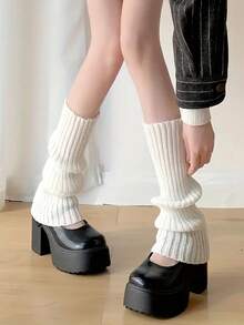 1 Đôi tất trắng thanh lịch dành cho nữ, thiết kế lưới nhẹ và thoáng khí Rowan, bao chân, cao đến đùi, bắp chân, chất liệu nhung, thích hợp cho váy, bốt, giày bệt - Dịp trang trọng/thường ngày - Có thể giặt tay, ấm áp - trắng - Xem 8