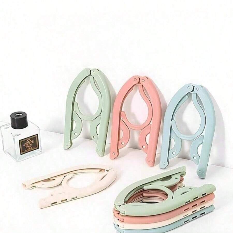 1/10/20/30 قطعة شماعة ملابس قابلة للطي وحمل محمولة باللون الأزرق الفاتح، مناسبة للسفر، رف تجفيف مانع للانزلاق، مثالية للسفر