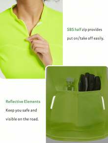 女式长袖骑行服，速干透气自行车衬衫，带后口袋，适合公路和山地自行车 - 芥末黃 - 查看 4