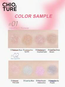 CHIOTURE 四色闪亮眼影盘，带有碎钻般的闪亮波浪，持久的光泽，显色度高，易于涂抹，非常适合万圣节和晚间活动 - 01 Liquid Gold Runway - 查看 6