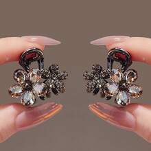 2 Elegant Flower Hair Clips - Small Alloy Shark Clips, Suitable For Tidying Up Loose Hair, Inlaid With Crystals, Ideal For Women Aged 14 And Above - 2個 - 查看 1