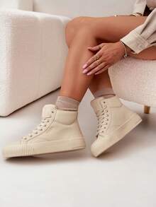 Women's Insulated Platform Sneakers By Big Star OO274794 White White Black Beige - Beige - View 8