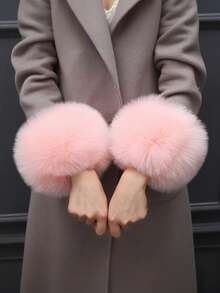 3pcs Women's Solid Color Faux Fur Headband, Scarf And Wrist Cuffs Set, Comfortable Polyester Accessory Kit Winter Outfits Fall Valentines Gift - Multicolor - View 14