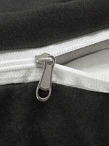 Sanrio 可爱印花 2/3 件床上用品套装 - Hello Kitty/Kuromi/Cinnamoroll/Pochacco（1 件羽绒被套 + 1/2 件枕套，无填充物）卡通全尺寸，柔软舒适，适合宿舍、家庭卧室、酒店、所有季节，带拉链开合和枕套，多色耐用，超大床上用品套装，超大羽绒被套 - 黑白KT - 查看 6