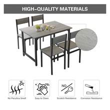 5-Piece Grey Dining Set Including Rectangular Dining Table Dining Chairs With MDF Top Metal Frame Space Saving Dinette Set For Dining Room, Apartment, Small Space - Grey - View 8