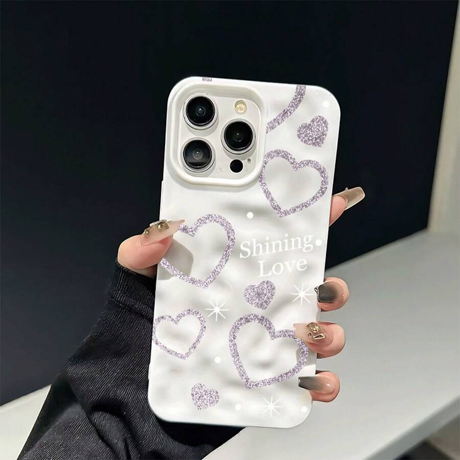 Patrón de amor con brillo de teléfono, teléfono con patrón de meteorito 11 12 13 14 15 16 Plus Pro Pro Phone, de moda y de calidad, regalo de primera elección - Colores mixtos 1 - Ver 1