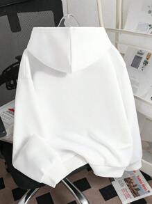 Tween Boy Cartoon Animal Print Warm Hoodie - White - View 2