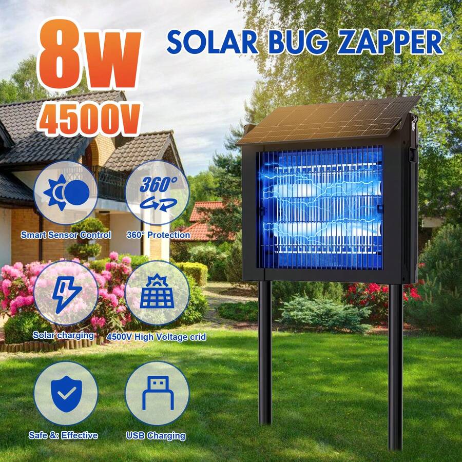 Powerful Large Solar Bug Zapper Outdoor For 2000Sq.Ft, Poartable Rechargeable Mosquito Zapper With High Powered, Cordless Solar Fly Zapper For Patio Garden Backyard RV Camping Pond Pest Control - 8 tuần - Xem 1
