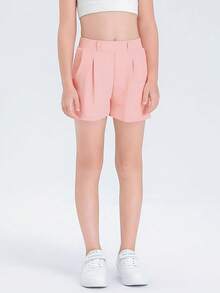 Halloween Kids Costumes Girls Shorts Casual High Waisted School Uniform Shorts With Pockets-14 Years - Hồng - Xem 7