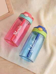 1pc Customized Name Children's Straw Cup, Personalized Sports Water Bottle With Name, Large Capacity Leak-Proof Sports Bottle, Suitable For Outdoor Fitness And Travel,Multi-Functional,Ornamental,Letter,Stylish,Modern,Colorful,Cute,Adorable,Casual,Custom,Personalised,Unique,Customized,Ideal Gifts For Him,Ideal Gifts For Her