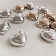 5/10pcs-Gold And Silver Heart-Shaped Refrigerator Magnets, Beautiful And Cute Kitchen, Office, Whiteboard And Dishwasher Stickers, Home Decoration, Christmas Gifts, Valentine's Day Gifts, Holiday Party Gifts