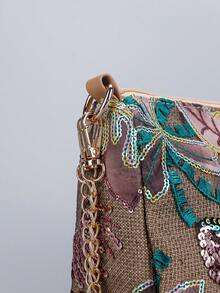Túi đeo vai thêu hoa sequin, Túi đeo chéo có dây đeo có thể điều chỉnh, Ví đeo chéo thời trang dành cho nữ, Vật dụng cần thiết khi đi du lịch, Duyên dáng hoài cổ, Thích hợp cho các bữa tiệc, kỳ nghỉ, mua sắm, hẹn hò và đi làm. (Cắt họa tiết ngẫu nhiên) - Nhiều màu - Xem 3