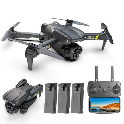 TOKQI Drone plegable profesional K13 MAX con cámara HD dual y 3 baterías - Mantiene la altitud, grabación en 4K, aterrizaje con un solo toque para adultos y adolescentes, carga por USB - Regalo ideal