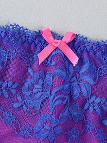 1 Set Lace Sexy Push-Up Bra, Anti-Sagging - Blue - View 7