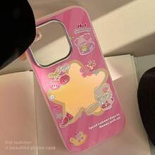 Carcasă de telefon Star, cu design aurit magenta și animale, pentru 16, rezistentă la șocuri, compatibilă cu Apple 15 Pro Max, 14, 13, 11, stil creativ și drăguț INS