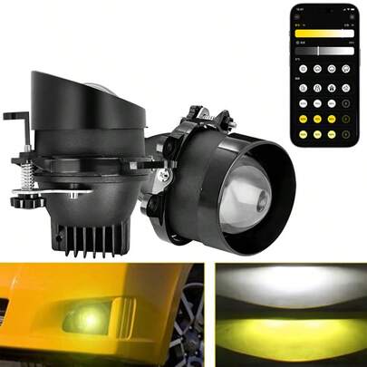  2pcs App Control LED Fog Lights 55W 4575 Chips, High/Low Beam Projector Lens, Multiple Mode Selection Universal Voltage, Split Brackets 12-32V Luces Led Para Carro Fog Lights Led Lights For Car