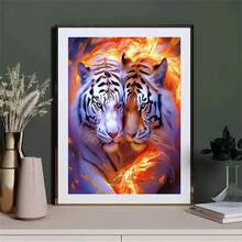 Tiger's Sparkle 5D Diamant Malset - Lebendiges Vollbohrung Rund Strass Stickerei Kunst für Erwachsene und Anfänger, DIY Handwerk für atemberaubende Wanddekoration Zuhause und Entspannung