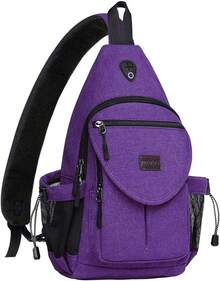 MOSISO Mochila la,Lona Crossbody Mochila de Senderismo Bolsa con Bolsillo Antirrobo - Morado - Ver 19