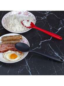 11 英寸硅胶烹饪勺 | 长柄搅拌勺 | 大号不粘厨房勺，用于混合、搅拌、涂油和盛菜 | 耐用、易清洁的烘焙工具 - 彩色 - 查看 4