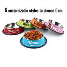 Customized Stainless Steel Pet Bowl With Non-Slip Bottom, Suitable For Small, Medium And Large Dogs, Customized Pet Name, Cat And Dog Food And Water Bowl Ornamental Stylish, Colorful, Cute, Contracted, Cuties Unique, Customized Home Goods Ideal Gifts For Her Her, Family, Friends, Pet Lovers, Pet For Anniversaries, For Birthdays, For Housewarming Ornamental,Pet Supplies,2025 Halloween Accessories,Personalized With Pet's Name