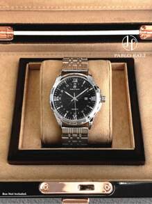 Pablo Raez 1 pieza Reloj grande y pesado para hombre de alta calidad, accesorio de verano, relojes vintage populares de nueva marca de lujo, pulsera de acero inoxidable chapada en plata IP con calendario y esfera simple, resistente al agua 50m, reloj de cuarzo de moda casual con manecillas luminosas, adecuado para uso diario, regalo para maestros, padres o amigos varones para cumpleaños, graduación o boda - Unitalla - Ver 13