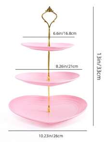 1 件甜点纸杯蛋糕架，3 层纸杯蛋糕架，适用于茶会/生日/婚礼，塑料分层托盘，带金属杆 - 粉色 - 查看 3