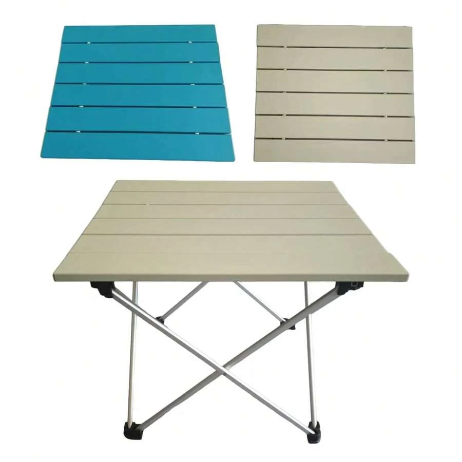 1 pieza Mesa plegable de aleación de aluminio portátil para acampada al aire libre, superficie mate ligera